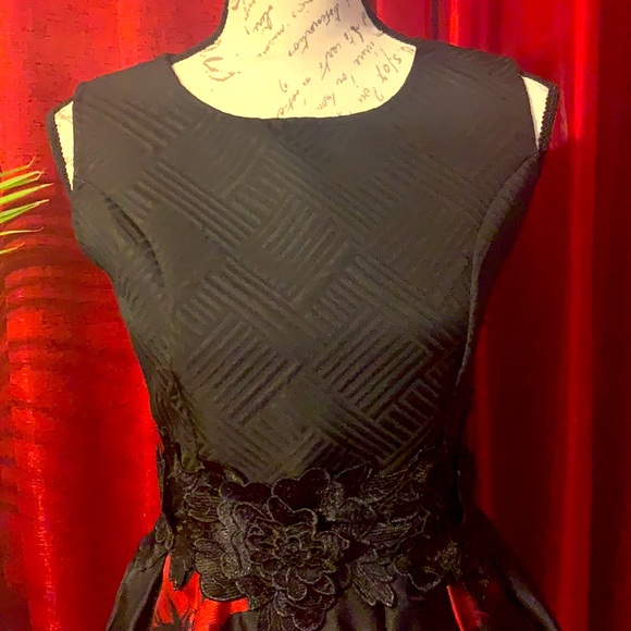 Custom Made Red and black mini fit and flare dress | size small - Picture 3 of 8